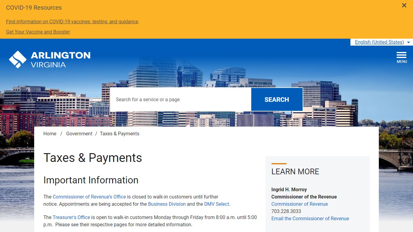 Taxes & Payments – Official Website of Arlington County Virginia Government